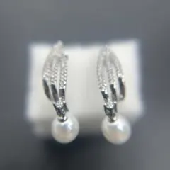 パールとクリスタルのフックピアス