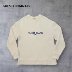 GUESS ORIGINALS ゲスオリジナル 刺繍ロゴスウェット 白 M