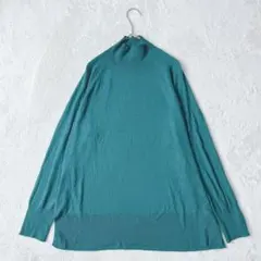 ザラ| プルオーバーニット【L】モックネック スリット 薄手 ティーグリーン