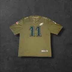US輸入ユーズド古着半袖TシャツNFLイーグルススーパーボウルオリーブR316'