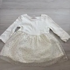 美品☆baby GAP 長袖ワンピース チュール ドレス ホワイト 80