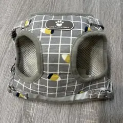 犬用ハーネス グレー 格子模様　Lサイズ