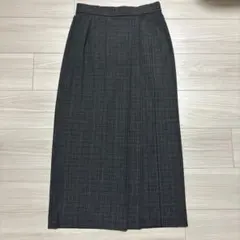 UNIQLO サイドプリーツナロースカートM スカート ロング グレー　チェック