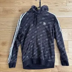 adidas Originals モノグラム 総柄 ロゴパーカー ブラック L