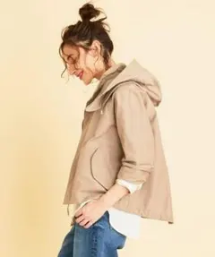 【美品】BEAUTY&YOUTH グログランフードマウンテンパーカー ベージュM