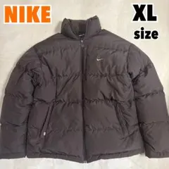 00's NIKE ナイキ ダウンジャケット ブラウン ロゴ　刺繍　肉厚