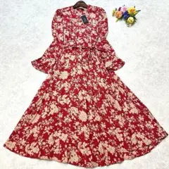 新品 大きいサイズ ラルフローレン 花柄 ラップワンピース マキシ丈 赤 8
