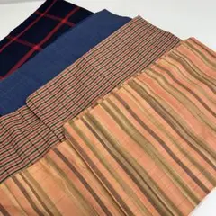 さ*き様 紬着物 正絹 格子柄 縞模様 まとめ売り 着物 リメイク み-117