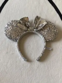 シルバー ミニーマウス耳カチューシャ