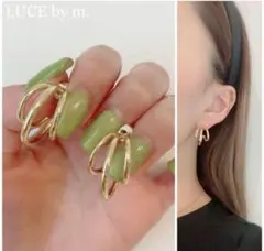 771 韓国風 3連 トリプルフープ チタンピアス ゴールド シンプル お洒落