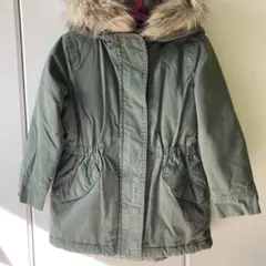 GAP KIDS フード付きコート XS オリーブグリーン 110