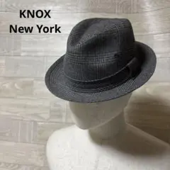KNOX New York フェドーラハット中折ハット　グレー チェック　Mのサムネイル