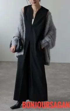 【美品】ボンジュールサガンBONJOURSAGAN 　オールインワンワイドパンツ