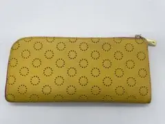 イエロー ドットパターン 長財布 黄色