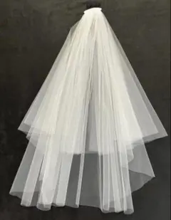 【当日発送】ホワイト チュール ウエディングベール 70cm コーム付き