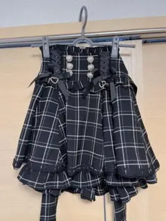 LIZLISA チェック柄サスペンダー付きスカパン