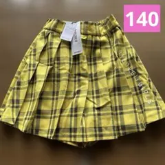 【新品】 BYLOVEiT イエローチェック プリーツスカパン 140