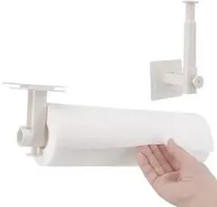 壁掛けフック 粘着 剥がせるタオルハンガー ペーパーホルダー 2個セット (白)