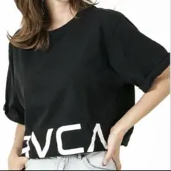 RVCA クロップド 半袖 Tシャツ ブラック ショート丈 レディース S