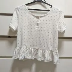 ハニーズ ドット柄 フリル 半袖Tシャツ Mサイズのサムネイル