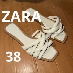 【最終お値下げ！！！】美品　1度のみ着用　ZARA サンダル　ホワイト／白　38のサムネイル