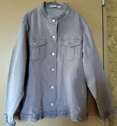 rosadecoくすみピンク色デニムジャケットフェミニンゆったりサイズ大きめ