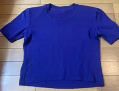 ニット　青　半袖