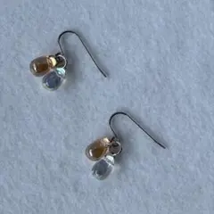 ドロップ型ビーズのフックピアス　オレンジ[48]