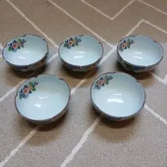 有田焼　彩窯　花柄波形ボウル5個セット
