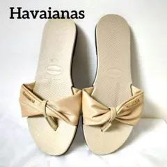 美品 Havaianas リボントングサンダル ベージュ フラット 37/38のサムネイル