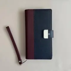 iPhone用手帳型ケース ネイビーとワインレッド
