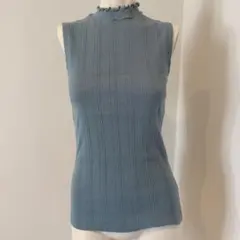 CINEMA CLUB リブトップス ノースリーブ ハイネック