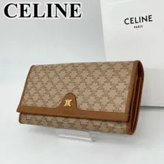 CELINE 長財布 ホワイトマカダム トリオンフ ゴールド金具 PVC がま口