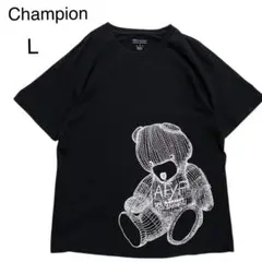 超希少　チャンピオン✖️AFYFコラボ　Tシャツ 黒　テディベア　ロゴ　Lサイズ
