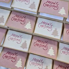 メッセージカード《 MERRY CHRISTMAS 》ピンク＆ホワイト