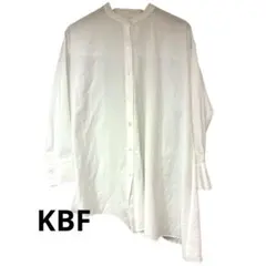KBF ケービーエフ アシンメトリー バンドカラーシャツ ブラウス 白