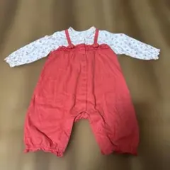 お*え様 コーラルピンクロンパース・カバーオール