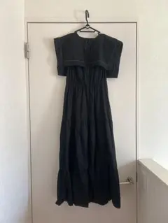 ZARAノースリーブワンピース　セーラーカラー　ロング　黒