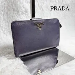 ✨希少カラー✨ プラダ 折り財布 サフィアーノ 金ロゴ メタリック 紫
