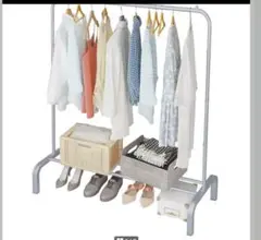 新品同様✨衣類ラック ボトム コート 収納 シェルフ付き シルバー