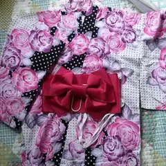 値下げ…浴衣*バラ柄*美品  [[簡単帯付き]]