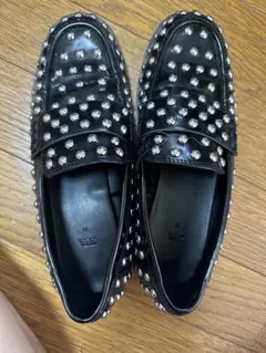ZARA スタッズ付きローファー ブラック 35