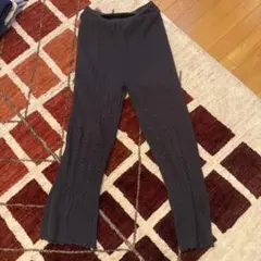グレー リブ編み ニットパンツ フレア裾