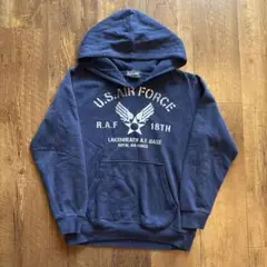 00s U.S. AIR FORCE パーカーネイビーフーディーミリタリー　L