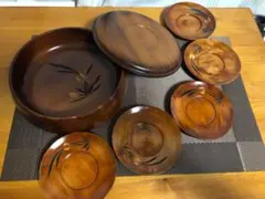 木製　菓子鉢　茶托セット