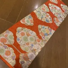 和風テーブルランナー　102オレンジ花雲