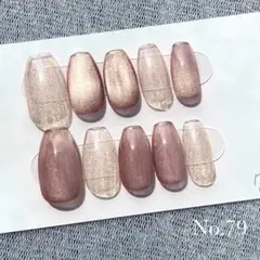 サイズオーダー ネイルチップ くすみピンク マグネット フレンチ ミラー 79