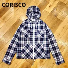 CORISCO　コリスコ　チェック　ジップパーカー　薄手　コットン　Mのサムネイル