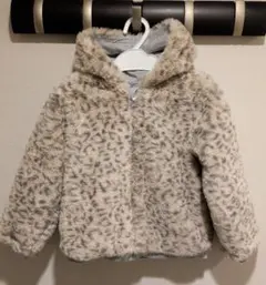 ベージュ系ヒョウ柄フード付きアウター