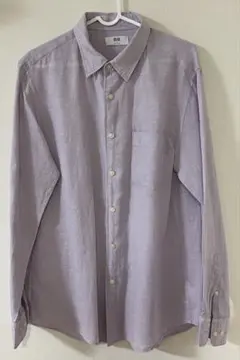 美品薄紫 リネンシャツ 長袖
